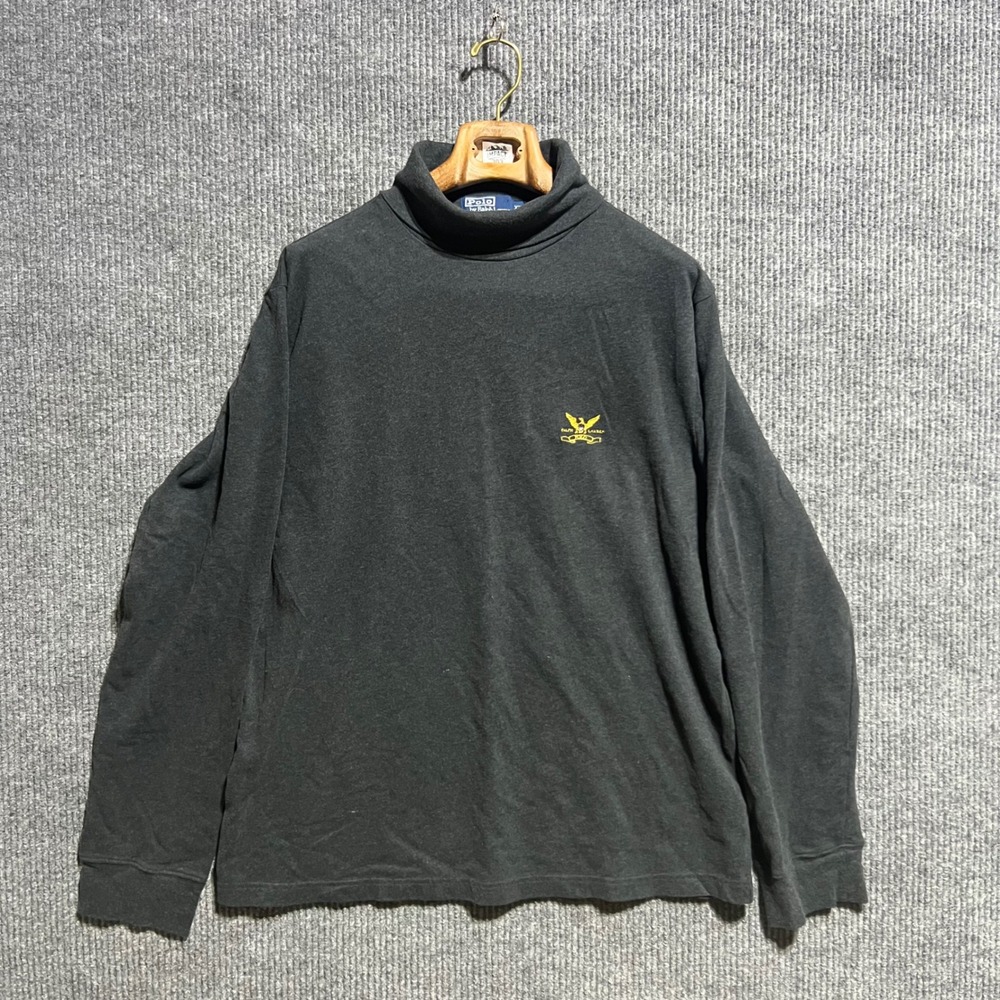 Vintage Polo Ralph Lauren‎ Turtleneck Sweater Mens XXL Grey Eagle Crest Cotton